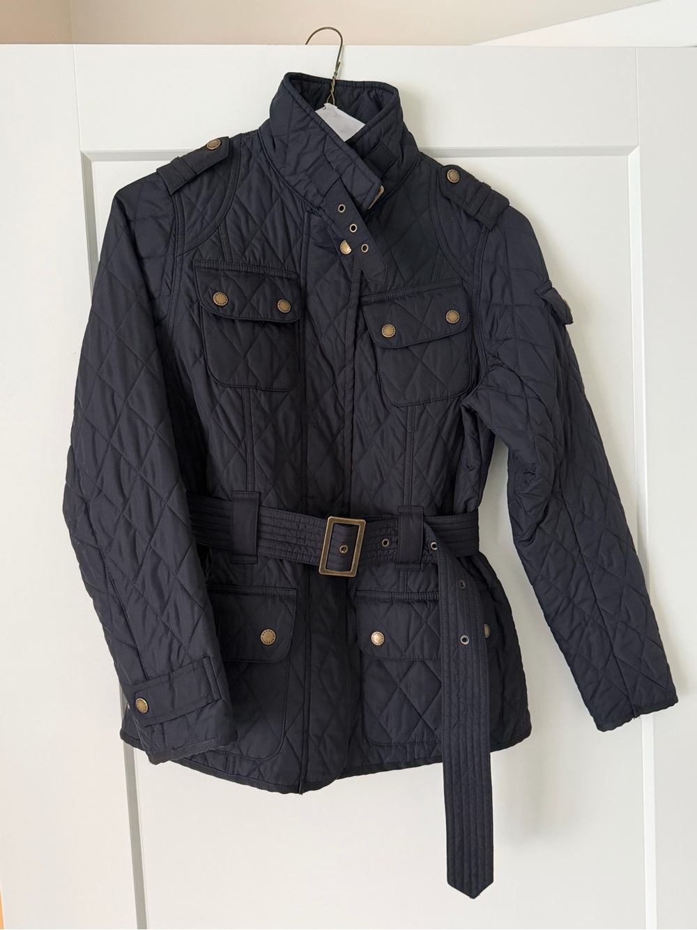 Barbour International Women’s Quilted Belted Jacket Navy Size US 8 / UK 12